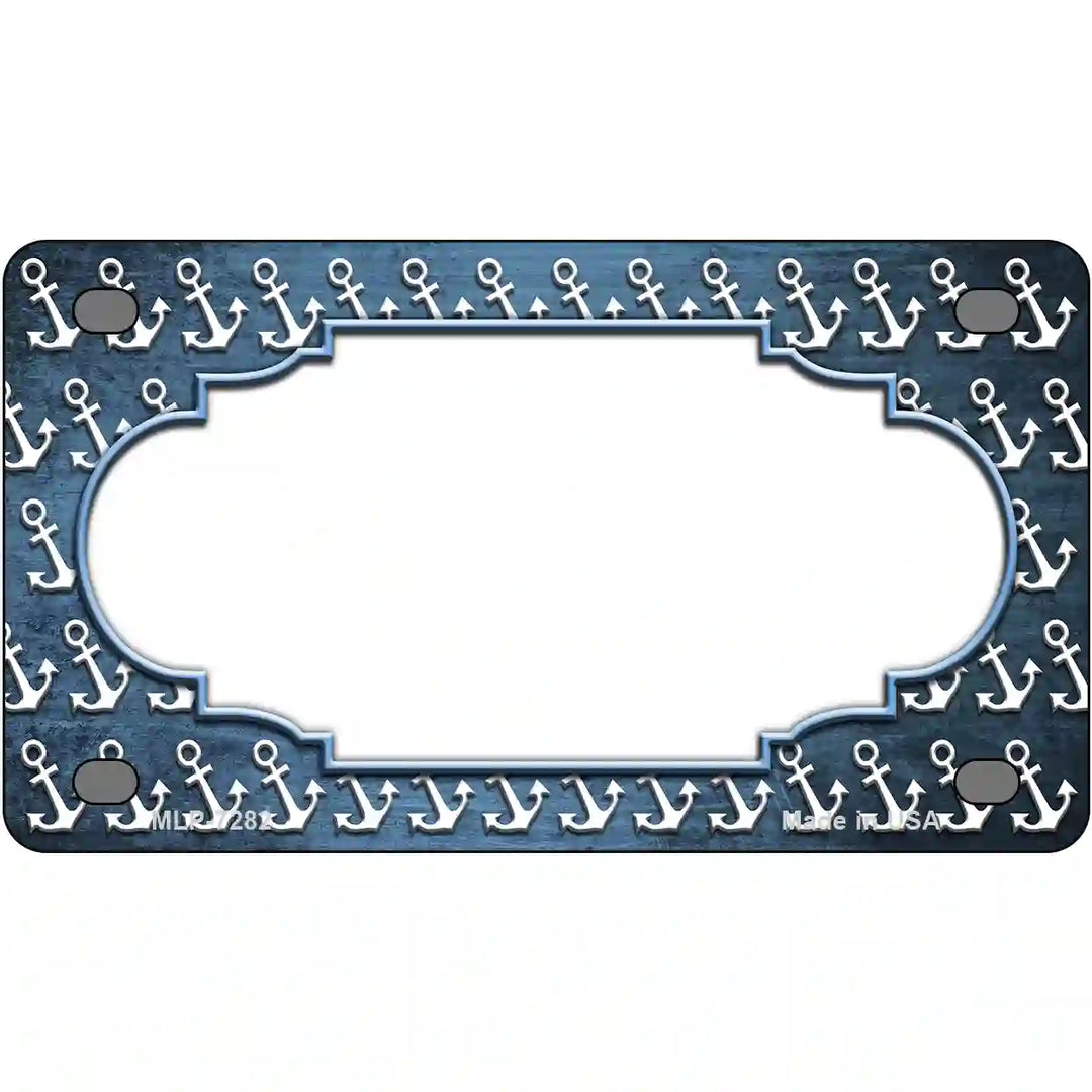Light Blue White Anchor Scallop Oil Rubbed Metal Novelty License Plate 4" x 2.2" (MLP)