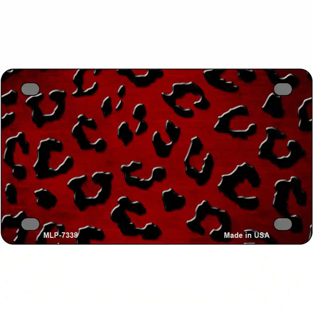Red Black Cheetah Oil Rubbed Metal Novelty License Plate 4" x 2.2" (MLP)