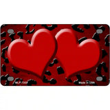 Red Black Cheetah Hearts Oil Rubbed Metal Novelty License Plate 4" x 2.2" (MLP)