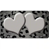 Gray Black Cheetah Hearts Oil Rubbed Metal Novelty License Plate 4" x 2.2" (MLP)
