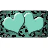 Mint Black Cheetah Hearts Oil Rubbed Metal Novelty License Plate 4" x 2.2" (MLP)