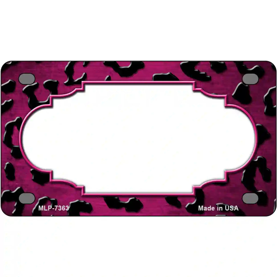 Pink Black Cheetah Scallop Oil Rubbed Metal Novelty License Plate 4" x 2.2" (MLP)