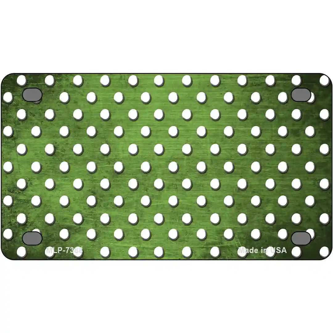 Lime Green White Small Dots Oil Rubbed Metal Novelty License Plate 4" x 2.2" (MLP)