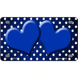 Blue White Small Dots Hearts Oil Rubbed Metal Novelty License Plate 4" x 2.2" (MLP)