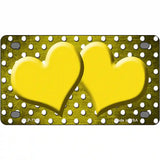 Yellow White Small Dots Hearts Oil Rubbed Metal Novelty License Plate 4" x 2.2" (MLP)