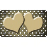 Gold White Small Dots Hearts Oil Rubbed Metal Novelty License Plate 4" x 2.2" (MLP)
