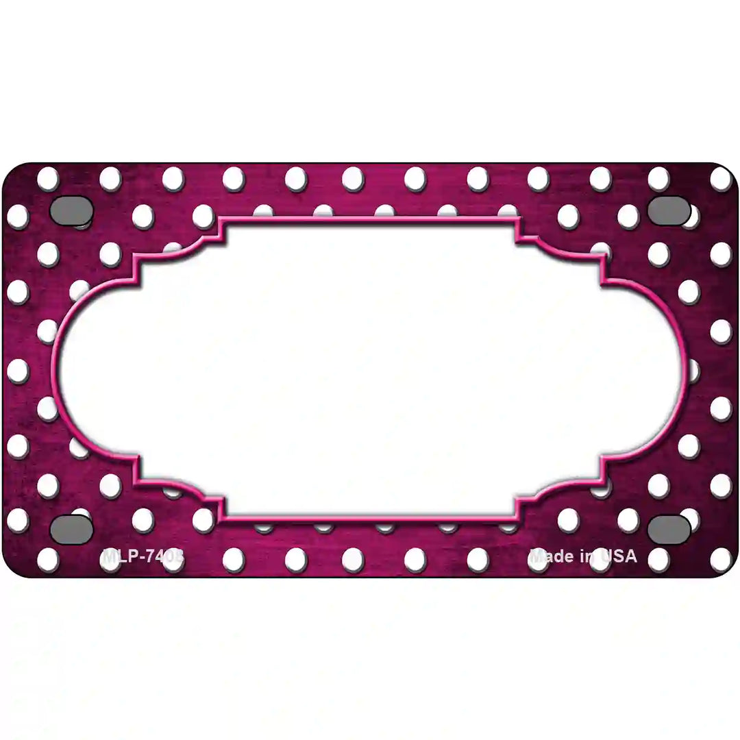 Pink White Small Dots Scallop Oil Rubbed Metal Novelty License Plate 4" x 2.2" (MLP)