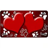 Paw Heart Red White Metal Novelty License Plate 4" x 2.2" (MLP)