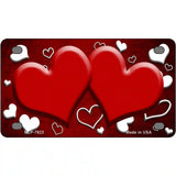 Red White Love Hearts Oil Rubbed Metal Novelty License Plate 4" x 2.2" (MLP)