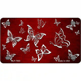 Red White Butterfly Oil Rubbed Metal Novelty License Plate 4" x 2.2" (MLP)