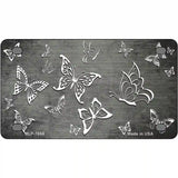 Gray White Butterfly Oil Rubbed Metal Novelty License Plate 4" x 2.2" (MLP)