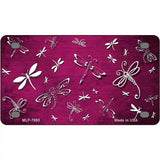 Pink White Dragonfly Oil Rubbed Metal Novelty License Plate 4" x 2.2" (MLP)
