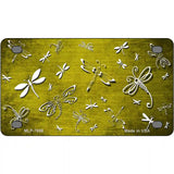 Yellow White Dragonfly Oil Rubbed Metal Novelty License Plate 4" x 2.2" (MLP)