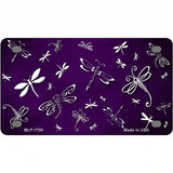 Purple White Dragonfly Oil Rubbed Metal Novelty License Plate 4" x 2.2" (MLP)
