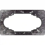 Black White Dragonfly Scallop Oil Rubbed Metal Novelty License Plate 4" x 2.2" (MLP)