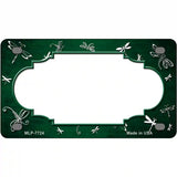 Green White Dragonfly Scallop Oil Rubbed Metal Novelty License Plate 4" x 2.2" (MLP)