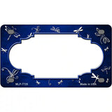 Blue White Dragonfly Scallop Oil Rubbed Metal Novelty License Plate 4" x 2.2" (MLP)