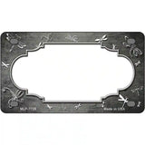 Gray White Dragonfly Scallop Oil Rubbed Metal Novelty License Plate 4" x 2.2" (MLP)