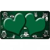 Green White Owl Hearts Oil Rubbed Metal Novelty License Plate 4" x 2.2" (MLP)