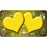 Yellow White Owl Hearts Oil Rubbed Metal Novelty License Plate 4" x 2.2" (MLP)