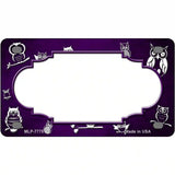 Purple White Owl Scallop Oil Rubbed Metal Novelty License Plate 4" x 2.2" (MLP)