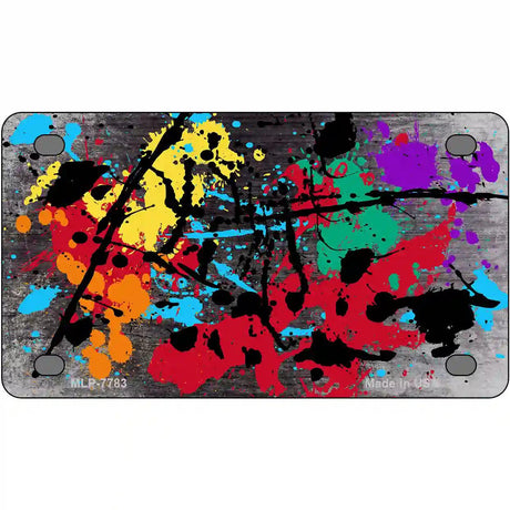 Black White Splatter Oil Rubbed Metal Novelty License Plate 4" x 2.2" (MLP)