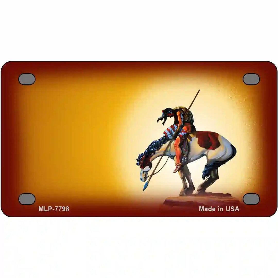 End Of The Trail Yellow Novelty Metal License Plate 4" x 2.2" (MLP)