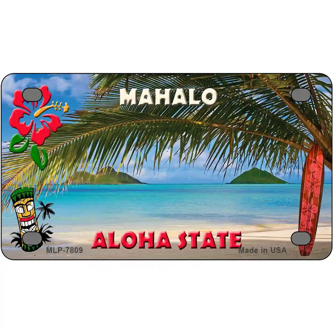 Blank Mahalo Hawaii State Novelty Metal License Plate 4" x 2.2" (MLP)