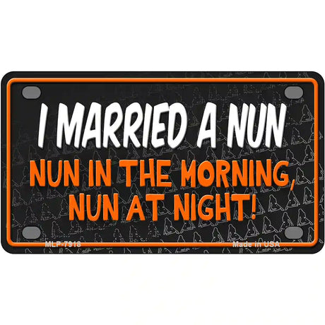 I Married A Nun Silhouettes Novelty Metal License Plate 4" x 2.2" (MLP)
