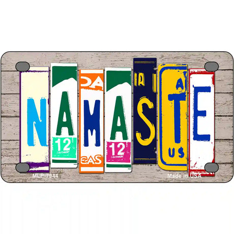 Namaste Wood License Plate Art Novelty Metal License Plate 4" x 2.2" (MLP)