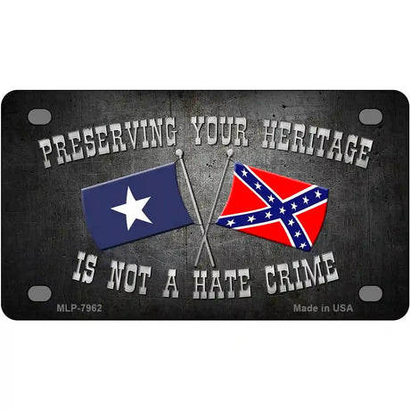 Preserving Heritage Not A Crime Novelty Metal License Plate 4" x 2.2" (MLP)