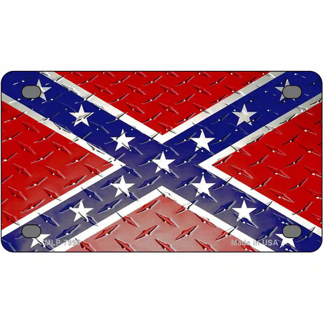 Confederate Flag Diamond Novelty Metal License Plate 4" x 2.2" (MLP)