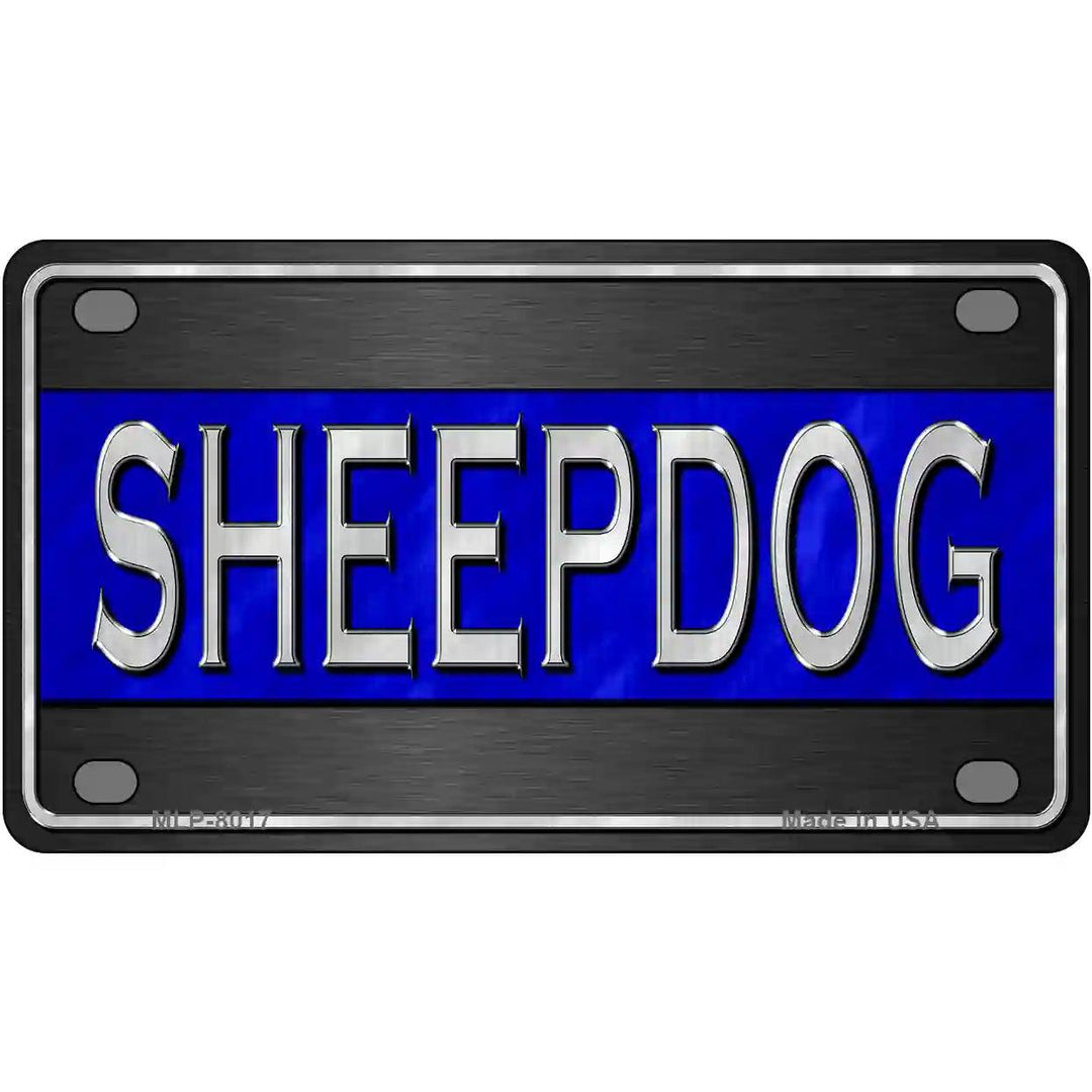 Sheepdog Thin Blue Line Novelty Metal License Plate 4" x 2.2" (MLP)
