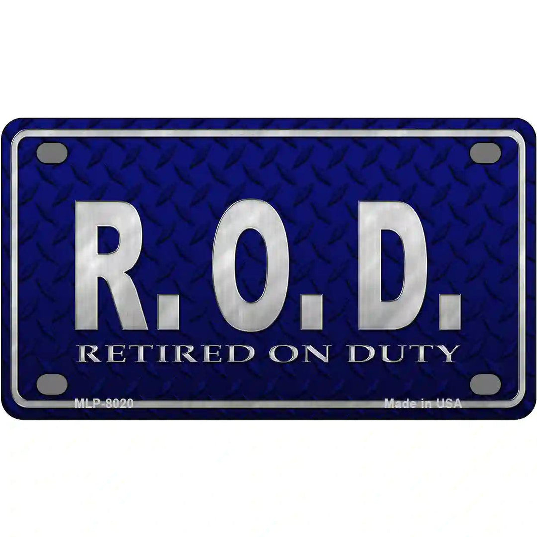 Retired On Duty Novelty Metal License Plate 4" x 2.2" (MLP)