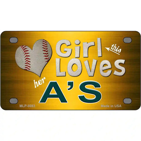 This Girl Loves Her Athletics Novelty Metal License Plate 4" x 2.2" (MLP)