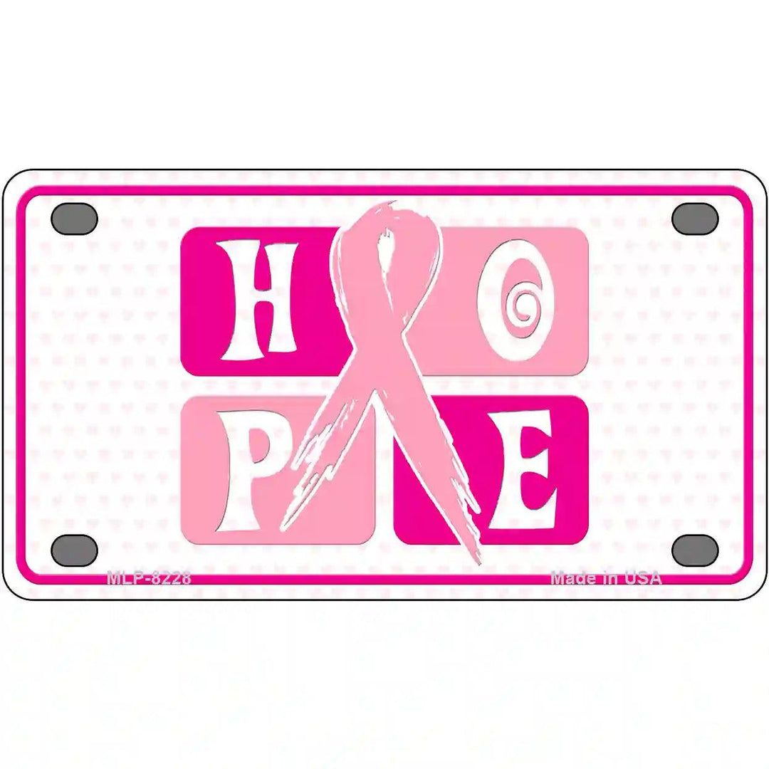 Hope Breast Cancer Ribbon Novelty Metal License Plate 4" x 2.2" (MLP)