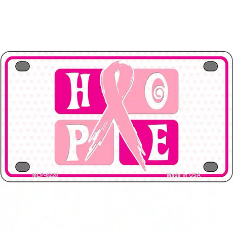 Hope Breast Cancer Ribbon Novelty Metal License Plate 4" x 2.2" (MLP)