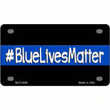 Blue Lives Matter Black Novelty Metal License Plate 4" x 2.2" (MLP)