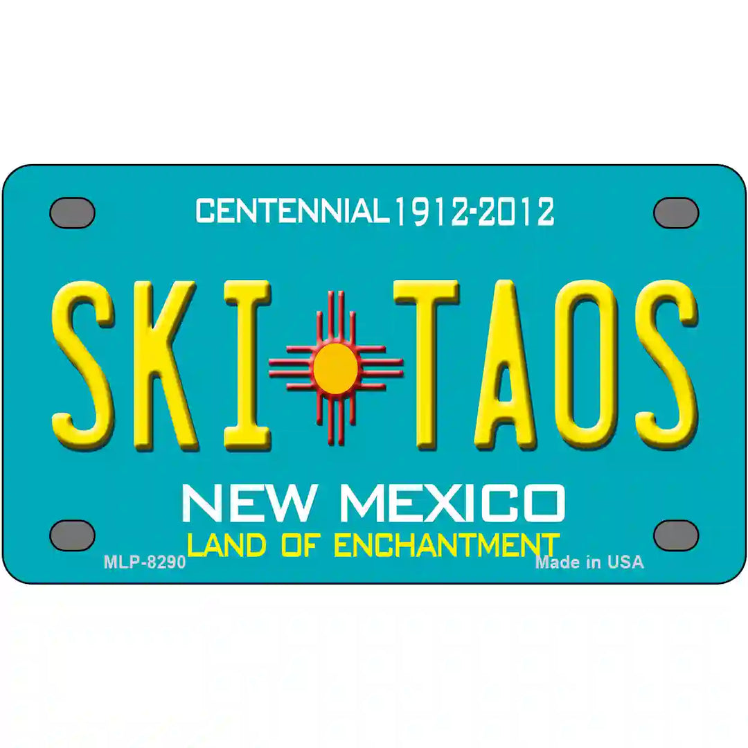Ski Taos Teal New Mexico Novelty License Plate 4" x 2.2" (MLP)