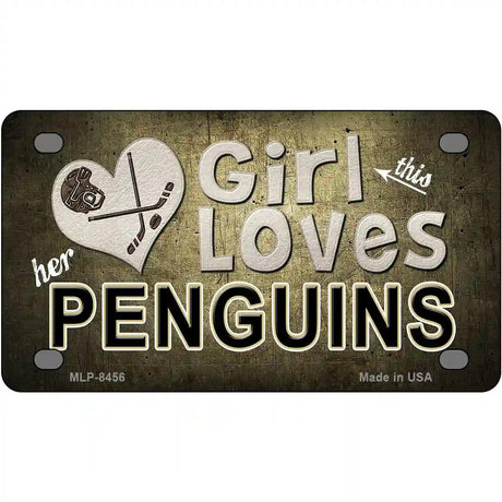 This Girl Loves Her Penguins Novelty Metal License Plate 4" x 2.2" (MLP)