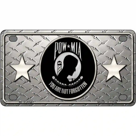 POW MIA Diamond Metal Novelty License Plate 4" x 2.2" (MLP)