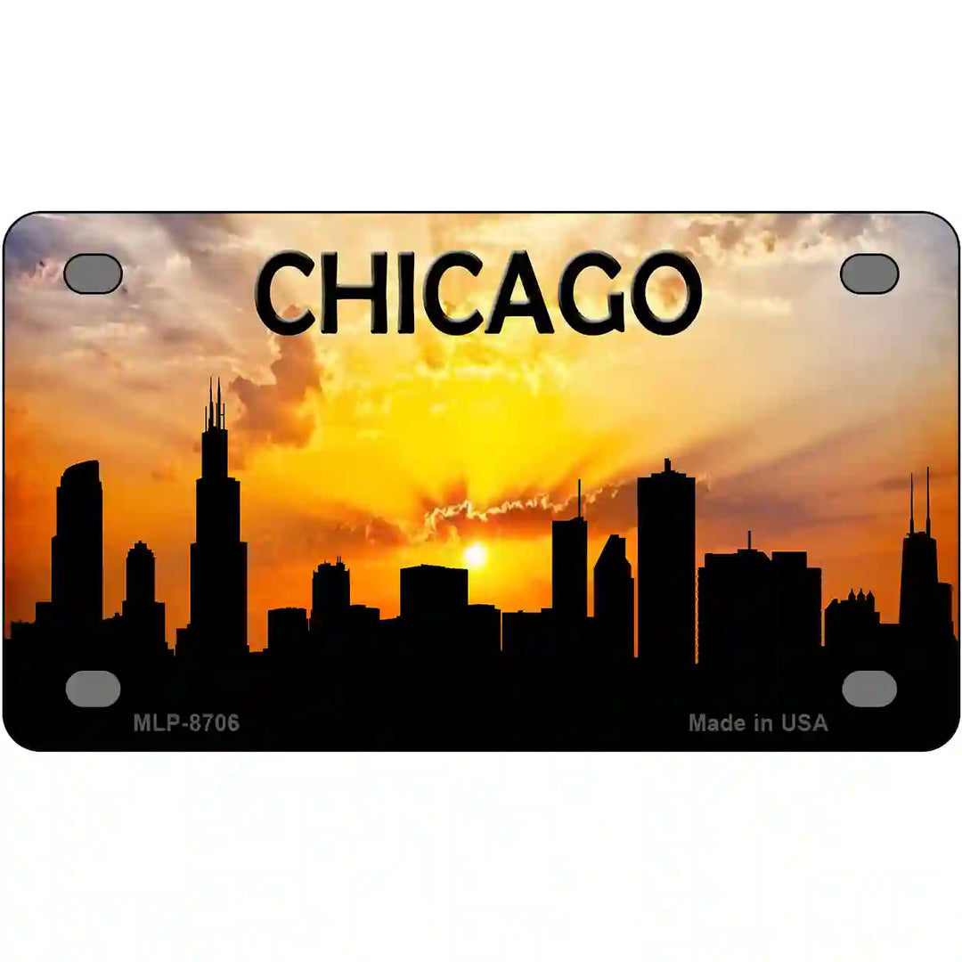 Chicago Silhouette Metal Novelty License Plate