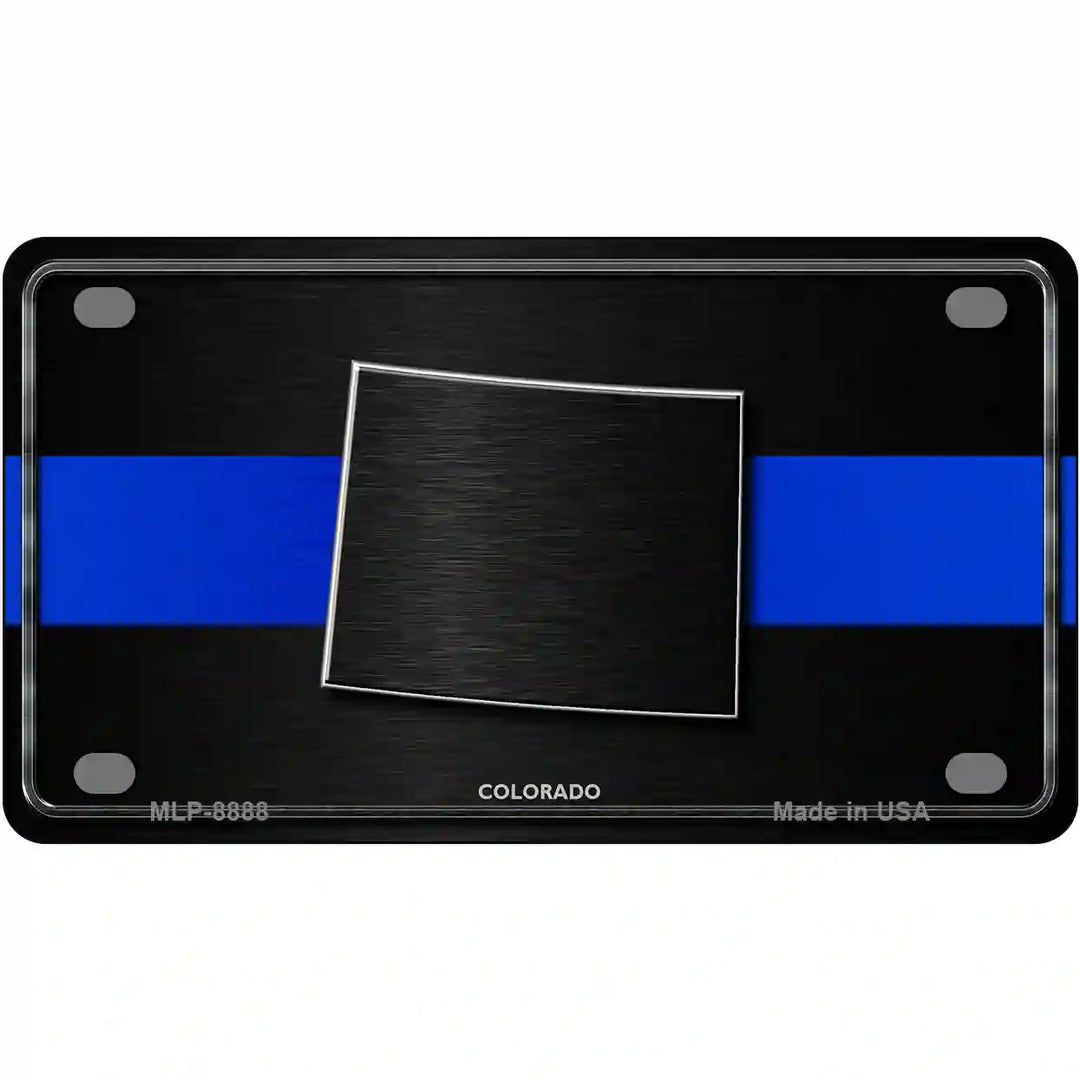 Colorado Thin Blue Line Metal Novelty License Plate 4" x 2.2" (MLP)