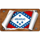 Arkansas Flag Scroll Metal Novelty License Plate 4" x 2.2" (MLP)