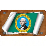 Washington Flag Scroll Metal Novelty License Plate 4" x 2.2" (MLP)