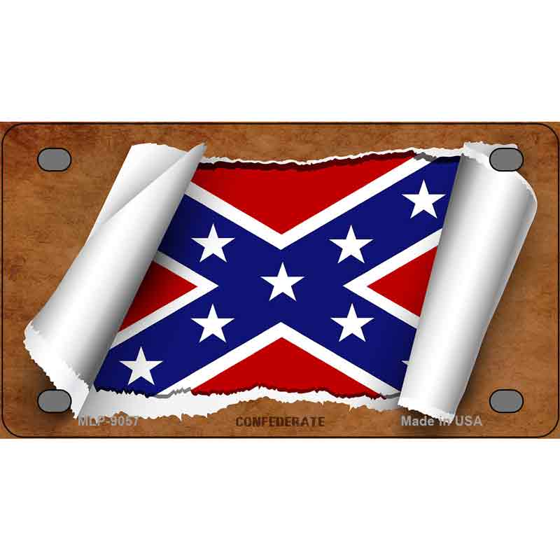 Confederate Flag Scroll Metal Novelty License Plate