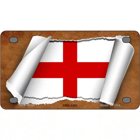 England Flag Scroll Metal Novelty License Plate 4" x 2.2" (MLP)
