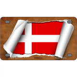 Denmark Flag Scroll Metal Novelty License Plate 4" x 2.2" (MLP)