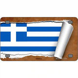 Greece Flag Scroll Metal Novelty License Plate 4" x 2.2" (MLP)