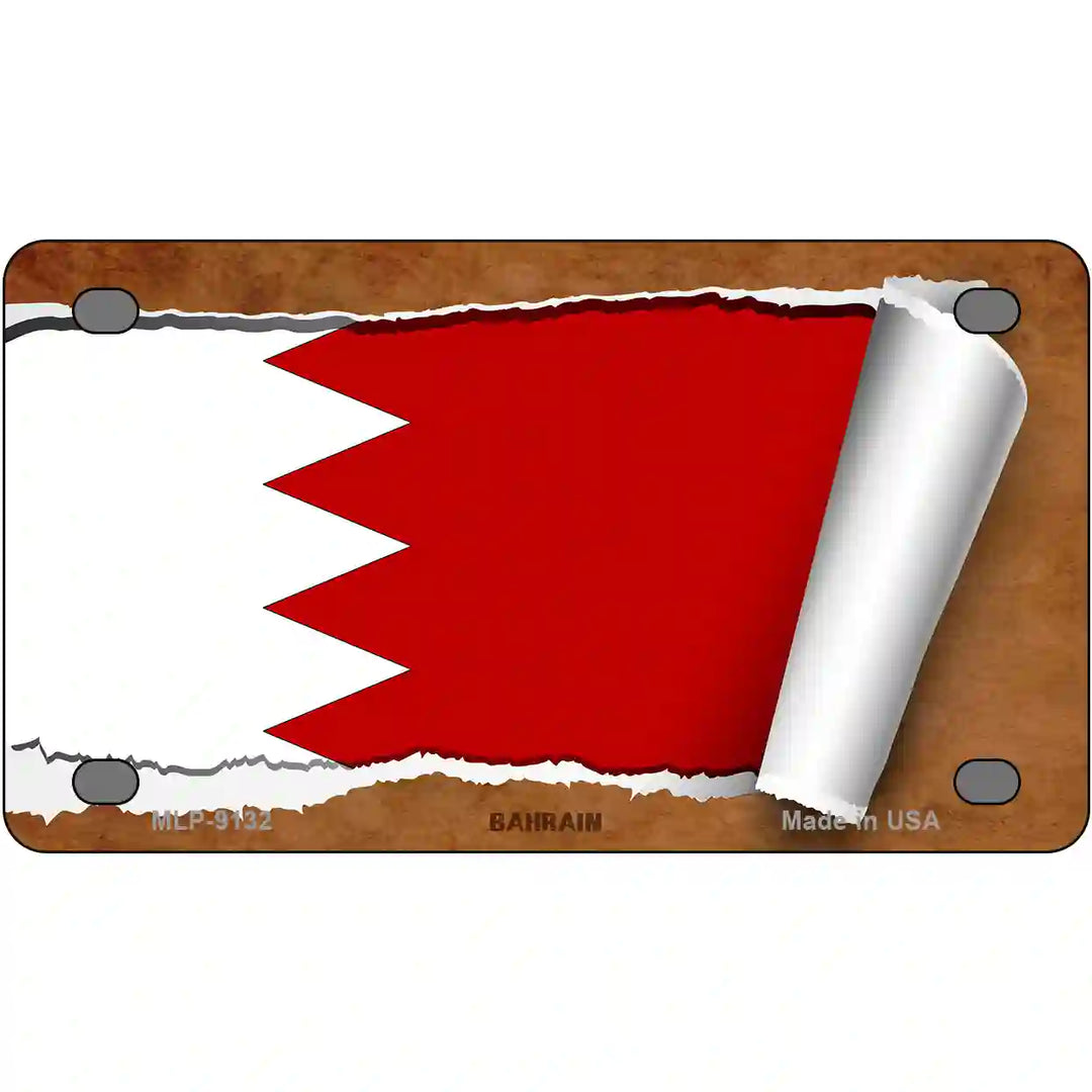 Bahrain Flag Scroll Metal Novelty License Plate 4" x 2.2" (MLP)